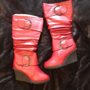 ✨SOLD✨ Top Moda Red Wedge Boot